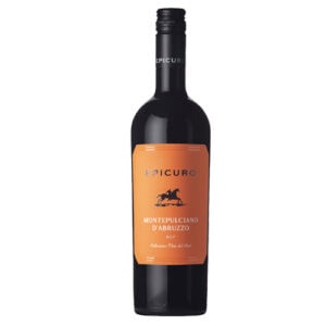 Flasche Epicuro Montepulciano d’Abruzzo wijn, rood, elegant.