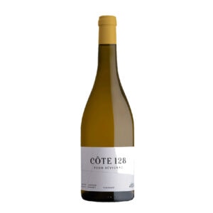 Witte wijn Côte 128 Pech Sevignac Viognier in fles op witte achtergrond.